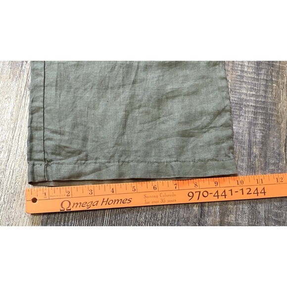 Del Sol 100% Linen Drawstring Pants Womens M Sage Green Wide Leg Greece Resort - Picture 14 of 14